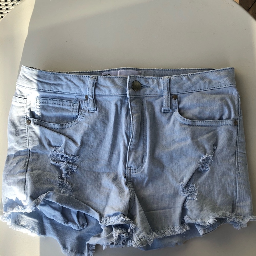 RSQ Venice Midi Rise jean shorts light blue